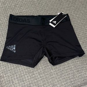 Adidas black tight logo waist shorts